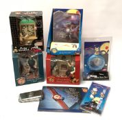 Wallace & Gromit Wesco promotional items - three talking alarm clocks, another with moving parts pl