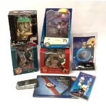 Wallace & Gromit Wesco promotional items - three talking alarm clocks, another with moving parts pl