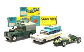 Corgi - Superior Ambulance on Cadillac Chassis No.437, Land Rover 109" W.B. No.438 and Lotus-Climax