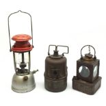Welch Patent railway lamp by Lamp Manufacturing and Railway Supplies Ltd. bearing LMS plaque H23cm,