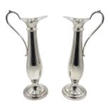 Pair of silver handled specimen vases by Warwickshire Reproduction Silver, Birmingham 1971, H20cm