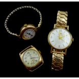 Roamer 9ct gold gentleman's wristwatch, London 1951, Marvin 9ct gold wristwatch and a ladies 9ct gol