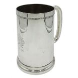 Victorian silver tankard, with later engraved initial and dated by Walker & Hall (John Edward Bingha