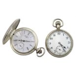 Silver pocket watch by Record Dreadnought, case by Smith & Ewen, Chester 1932 and a silver half hunt