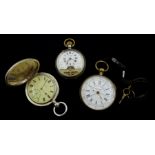 Three gold plated pocket watches - Levrette full hunter, Vertex Revue, the inner dust cover inscribe