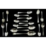 George III silver tablespoon Old English pattern by George Burrows I, London 1801, two silver desser