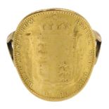 1890 half sovereign gold ring, approx 4.93gm