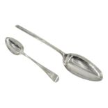 Mid 18th century silver spoon, with marrow scoop finial and a George III silver teaspoon, both hallm