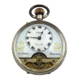 Early 20th century Swiss silver 8 days pocket watch, London import marks 1917