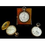 Victorian silver pocket watch top wind by Samuel Sharpe, Birmingham 1900, in yew and fruit wood case