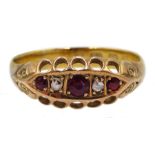 Gold garnet and diamond ring, hallmarked