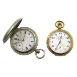 Thomas Russell & Son Tempus Fugit gold-plated pocket watch No.47654 and a Thomas Russell full hunter