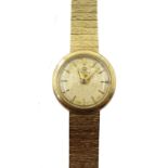 Omega 9ct gold ladies bracelet wristwatch, manual wind, Birmingham 1960