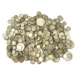 Approximately 900 grams of pre 1947 Great British silver coins including half crowns, many threepenc