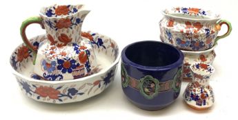 Masons Ironstone six piece toilet set and a Victorian glazed planter