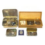 Coins including Queen Elizabeth II 1999 'In Memory of Diana Princess of Wales' five pound coin, pre-