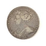 Queen Anne 1708 half crown coin, E below bust denoting Edinburgh mint
