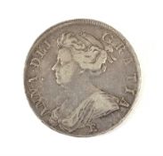 Queen Anne 1708 half crown coin, E below bust denoting Edinburgh mint