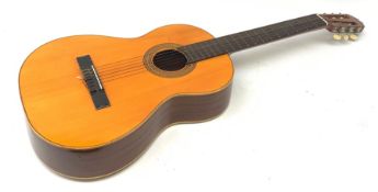 Segovia Spain acoustic guitar with sapele mahogany back and sides and spruce top, bears label, L98cm