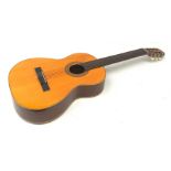 Segovia Spain acoustic guitar with sapele mahogany back and sides and spruce top, bears label, L98cm