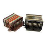 Czechoslovakian 'Invicta' accordion, the ebonised case with silvered decoration, thirteen buttons an