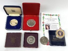 King George VI 1951 Festival of Britain crown coin, Queen Elizabeth II 1974 Seychelles ten rupees in