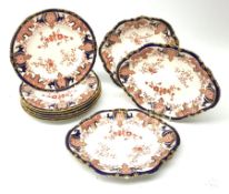 A selection of early 20th century Crown Derby Imari 4542 pattern wares, comprising a pair of oval lo