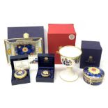 Collection of Royal Worcester Millennium to include two trinket boxes, rectangular dish and circular