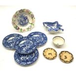 A selection of 19th century porcelain, to include a 19th century blue and white transfer printed wil