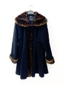 Damo Donna Italian Wool and Cashmere coat with faux fur, trim, collar and cuffs, size 14