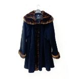 Damo Donna Italian Wool and Cashmere coat with faux fur, trim, collar and cuffs, size 14