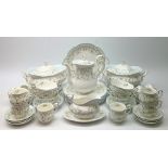 Royal Albert Caroline pattern tea and dinner wares, comprising teapot, six teacups and six saucers,