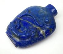 Chinese lapis lazuli scent bottle, lacking stopper L7.5cm