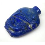 Chinese lapis lazuli scent bottle, lacking stopper L7.5cm