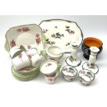Shelley tea service for six, decorated in the Stocks pattern, Shelley Kingfisher pattern vase and a