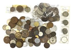 World coins including Queen Victoria East India Company 1840 quarter rupee, United States of Americ