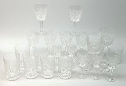 Suite of Waterford crystal Clare pattern drinking glasses to include six claret, six high tumblers,