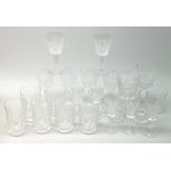 Suite of Waterford crystal Clare pattern drinking glasses to include six claret, six high tumblers,