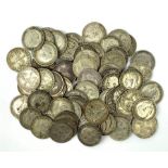 Approximately 100 grams of pre 1947 Great British silver threepence coins