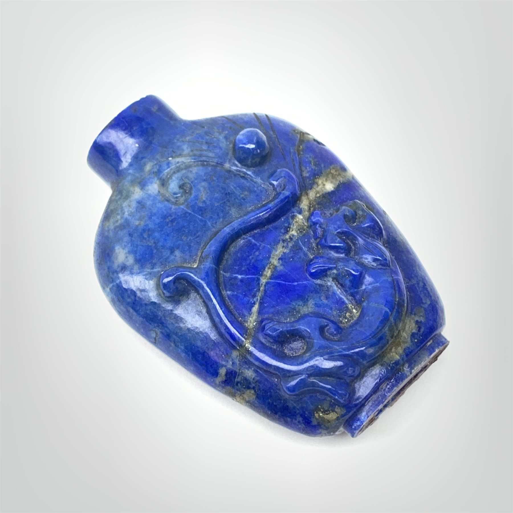 Chinese lapis lazuli scent bottle, lacking stopper L7.5cm - Image 2 of 4