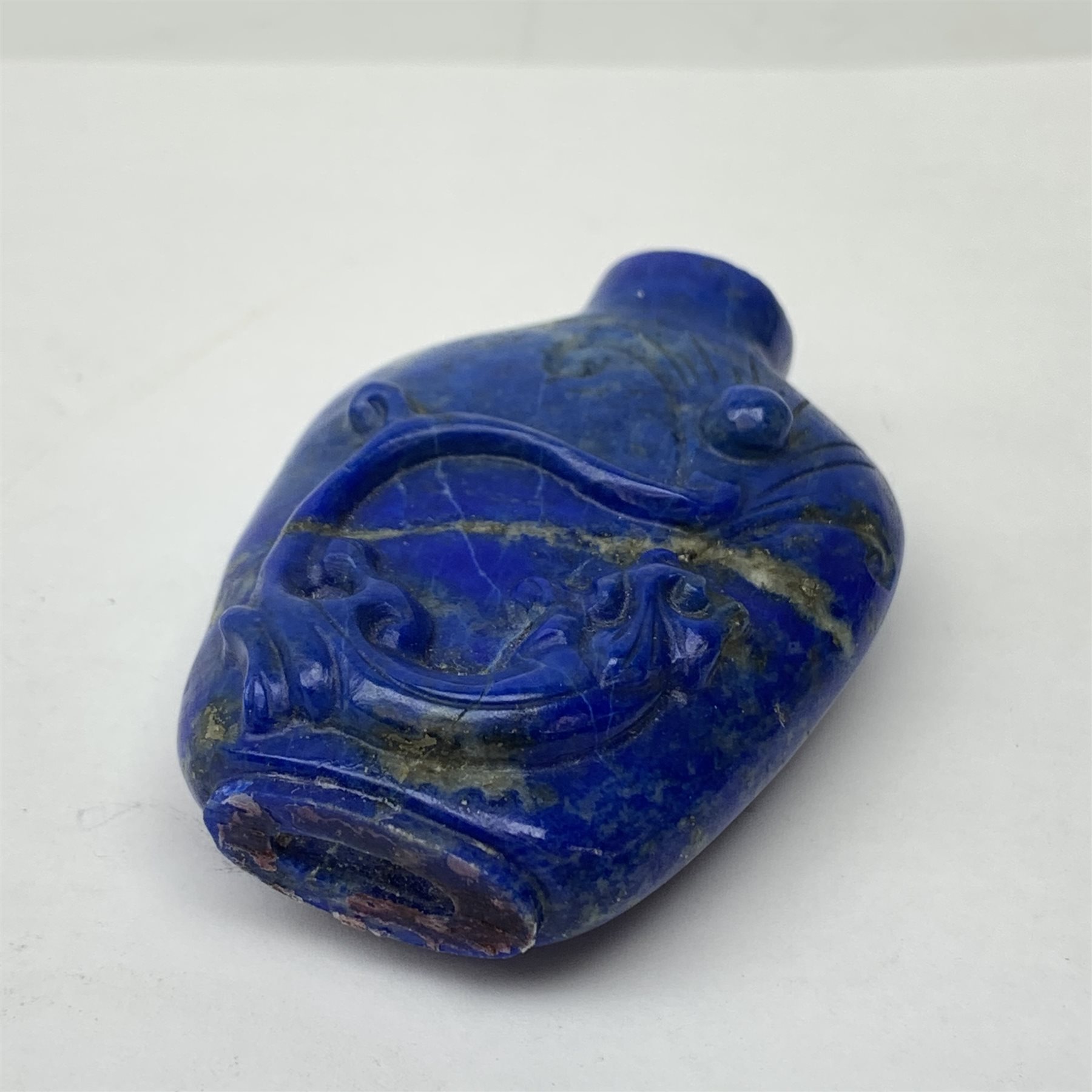 Chinese lapis lazuli scent bottle, lacking stopper L7.5cm - Image 4 of 4