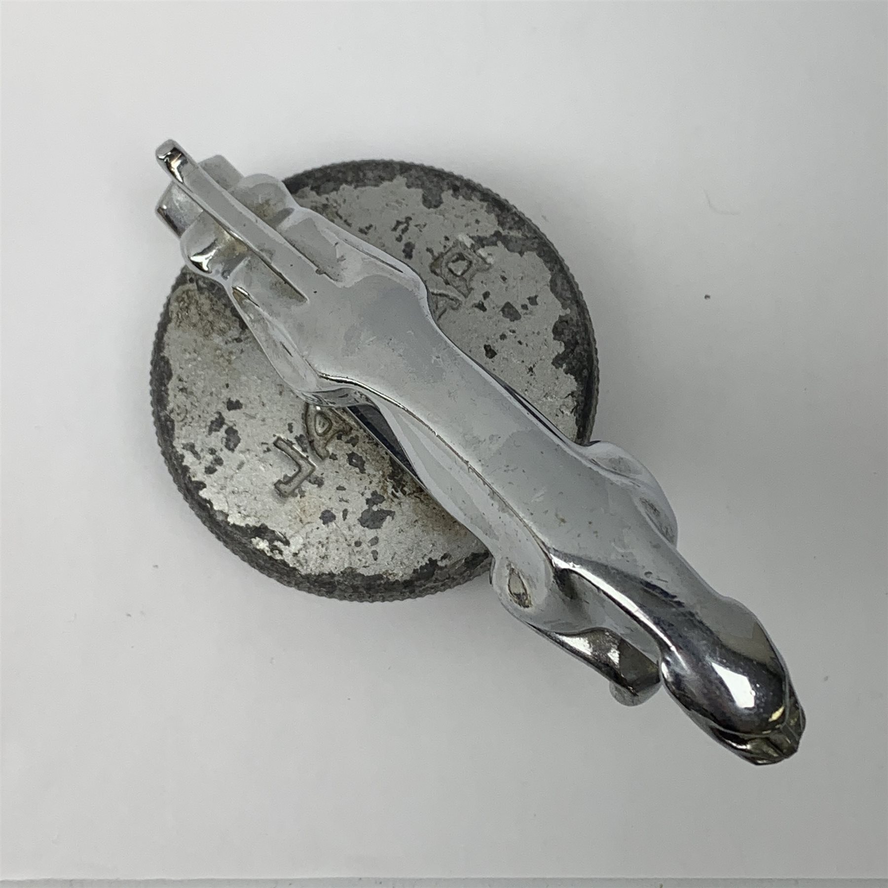 A chromed leaping Jaguar mascot, upon threaded cap, jaguar marked 7242653W, overall L13cm. - Image 2 of 3