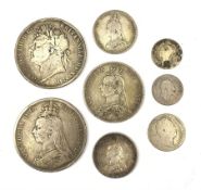 Approximately 80 grams of pre 1920 Great British silver coins including 1821 and 1892 crowns