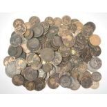 Various Queen Victoria bun head pennies, George III 1797 cartwheel twopence coin and other similar c