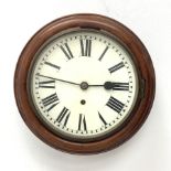 20th century wall clock in circular moulded oak case, enamel Roman dial, single train movement, D35c