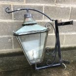 Victorian style copper wall lamp with corner bracket, W44cm, H89cm, D76cm