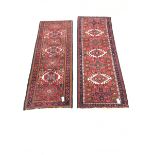 Persian red ground runner, repeating border (199cm x 71cm) and similar rug (188cm x 70cm)