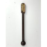 Early 19th century solid rosewood mercury stick barometer, inscribed ivory register, mercury thermom