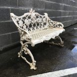 Coalbrookdale style bench cream painted metal bench, W109cm