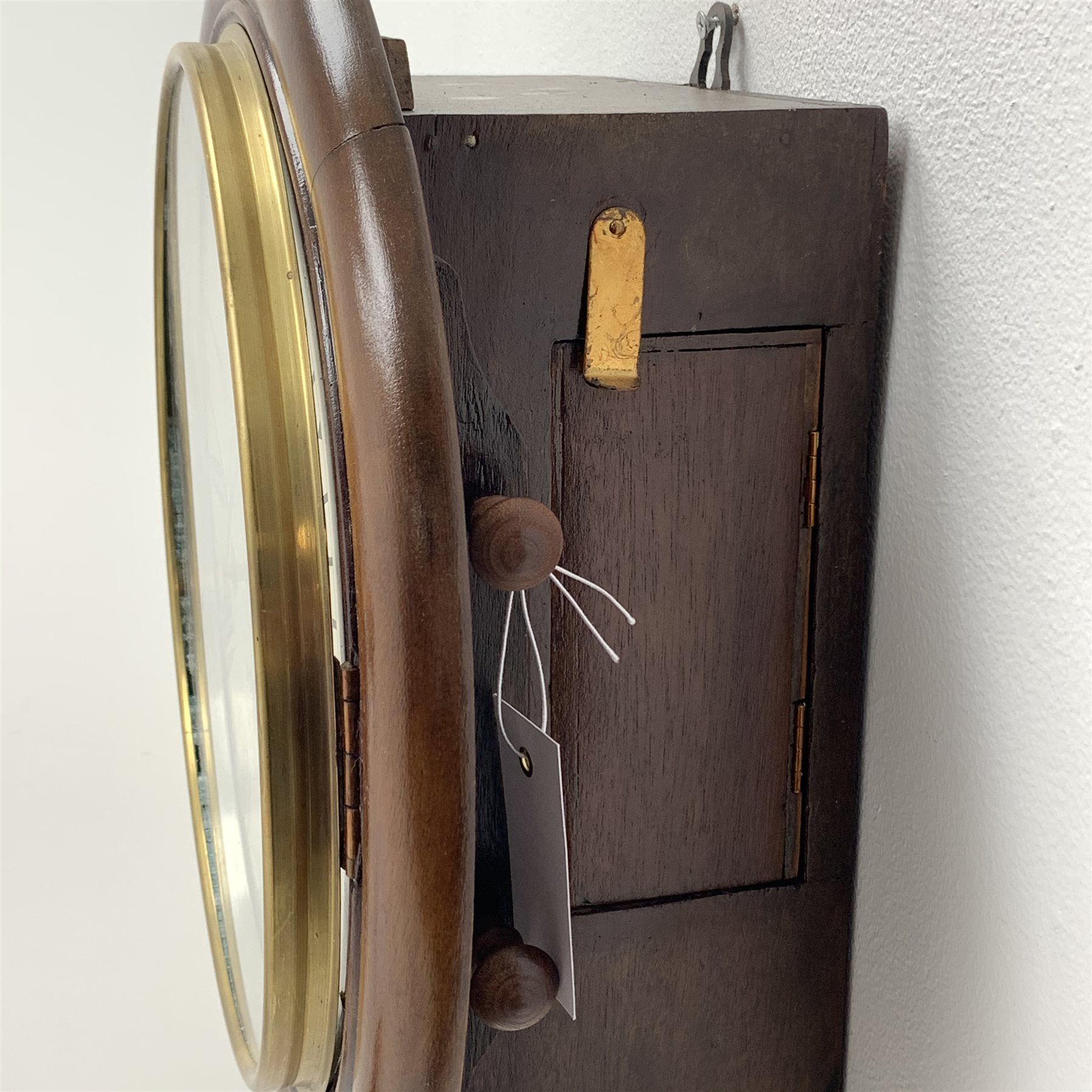 Early 20th century circular mahogany cased dial clock, the enamel Roman dial inscribed with the Geor - Image 3 of 4